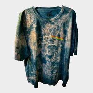 2022 Pink Floyd The Dark Side of The Moon Blue Tie Dye Shirt Mens Shirt Size XL